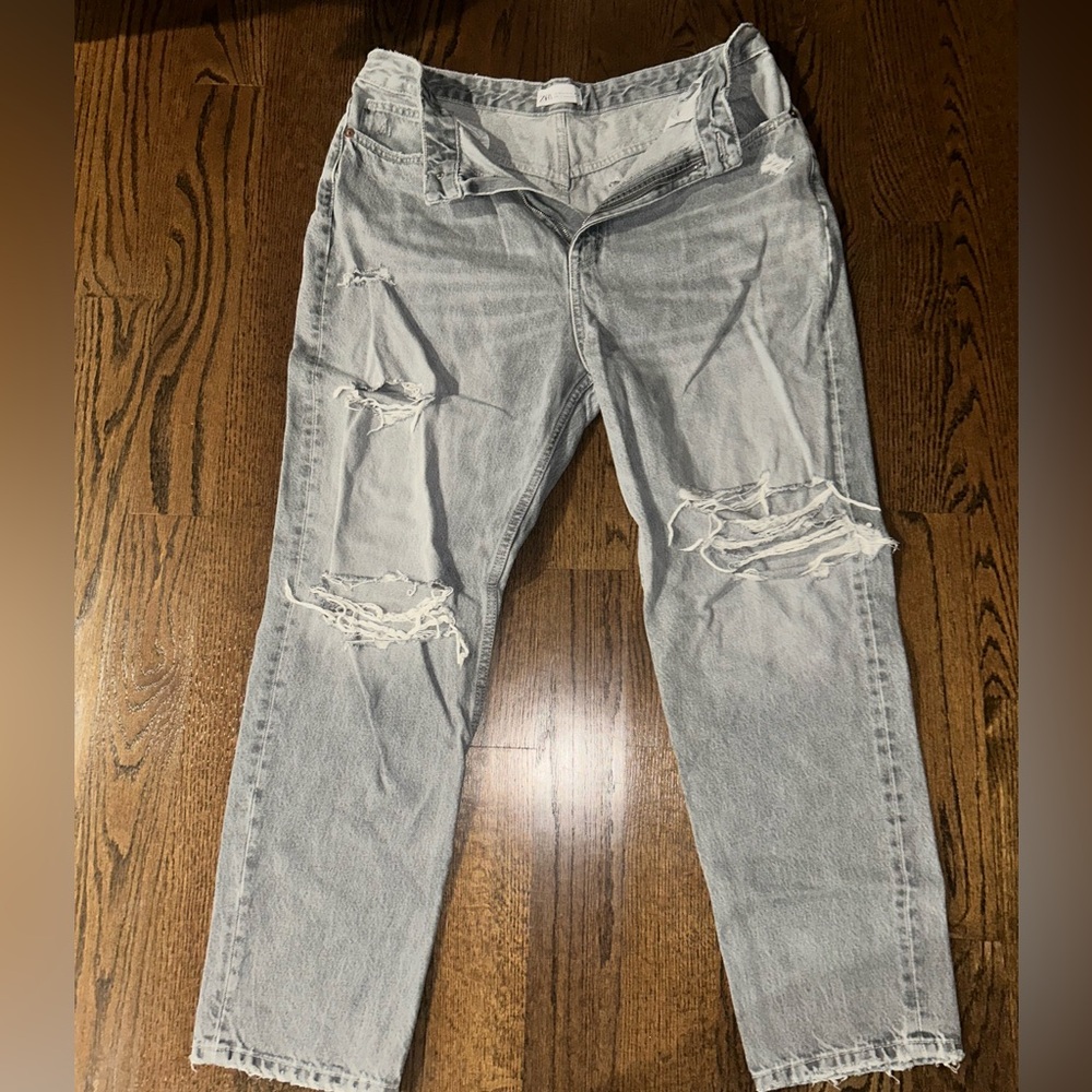 Zara Size 14 Light Grey Jeans